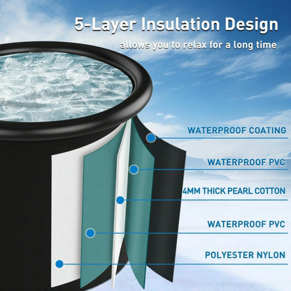 110-Gallon Oval Ice Bath Tub with Storage Bag, Multi-Layered Portable Cold Plunge Tub with Cover, Drop-In Bathtub Foldable for Athletes, Home Gym, Outdoor Use — product view 2