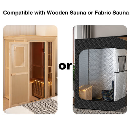 1500W Far-Infrared Sauna Heater with Plug, 110-120V Graphene Sauna Heating System with Touch & WiFi Control, for 35-105 cu.ft Dry Sauna Rooms, Hemlock Wood Shell