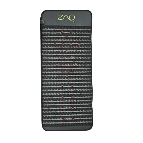 Infrared PEMF Mat shown upright against a muted blue background, with a textured surface and red dots.