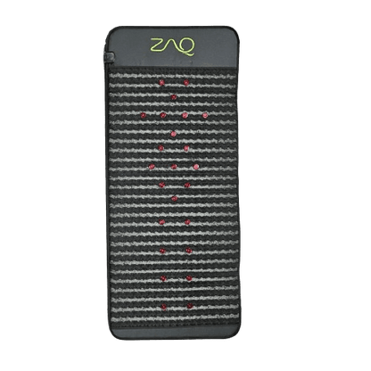 Infrared PEMF Mat shown upright against a muted blue background, with a textured surface and red dots.