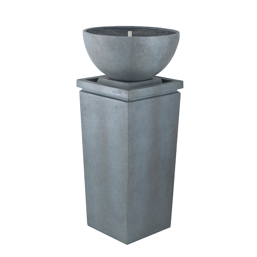 Resin Zen Bowl Pedestal Outdoor Fountain 44 Inch shown front-facing against a plain white background.