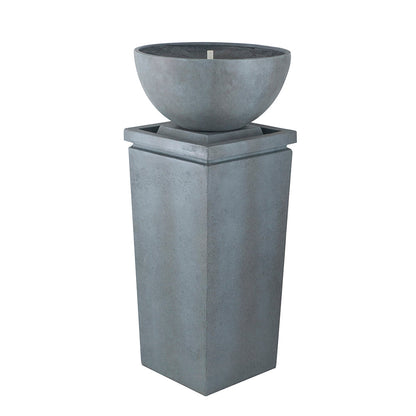 Resin Zen Bowl Pedestal Outdoor Fountain 44 Inch shown front-facing against a plain white background.