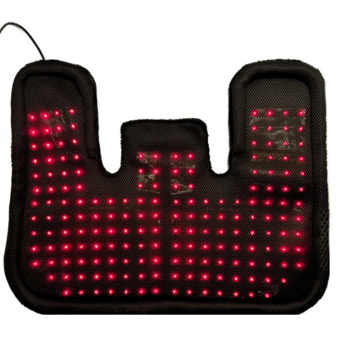 The TheraPerfect Pad™ lies flat against a white background, with rows of red lights glowing across its surface.