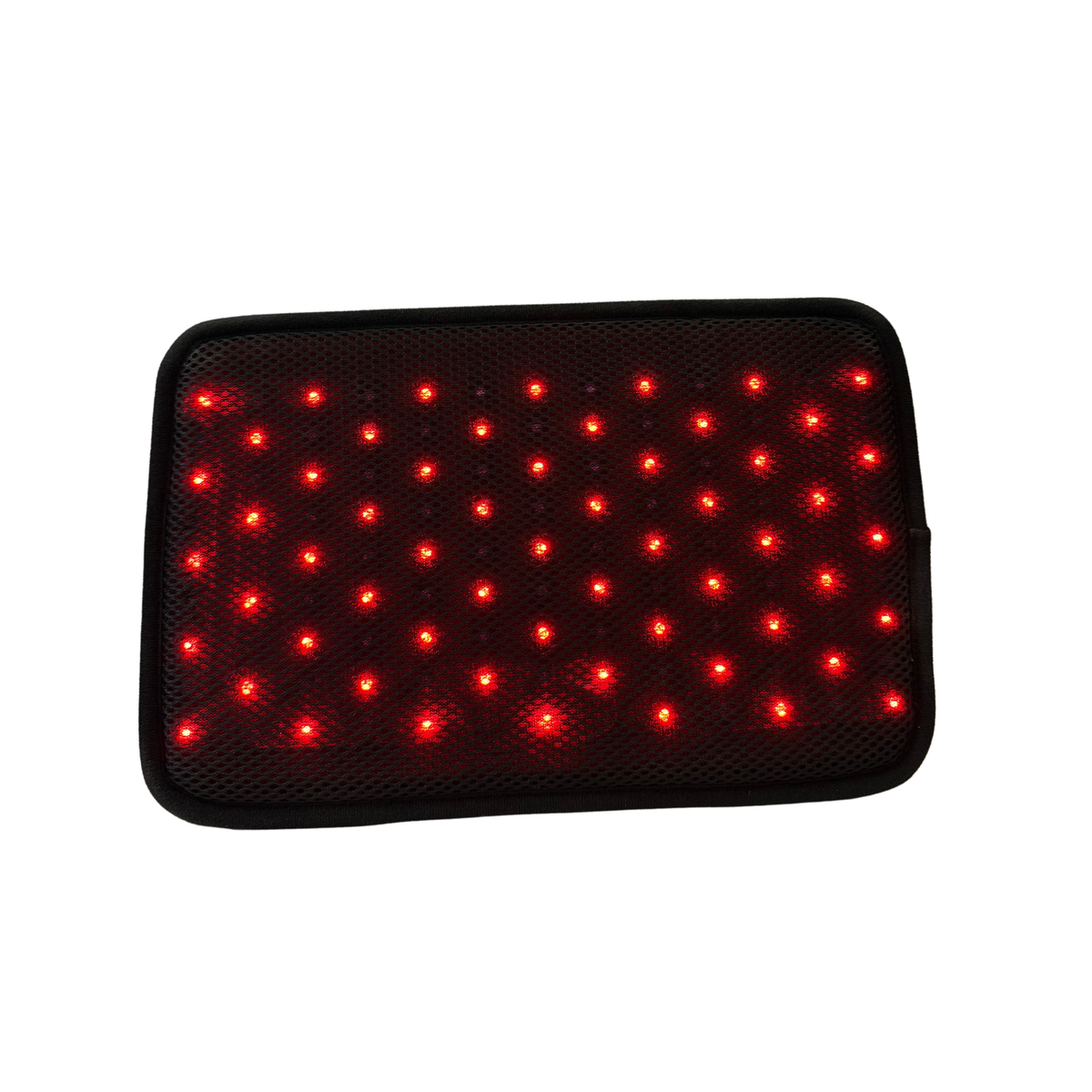 Therasage Tri-Lite™ Red Light Therapy Panel lies flat against a white background, showing rows of glowing red lights.