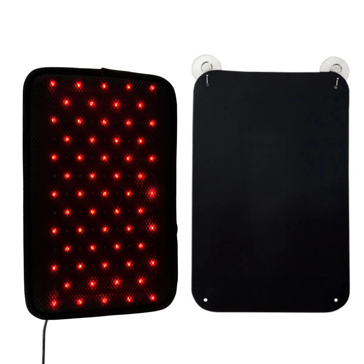 Therasage Tri-Lite™ Red Light Therapy Panel is shown front and back against white, with red lights glowing on the front.