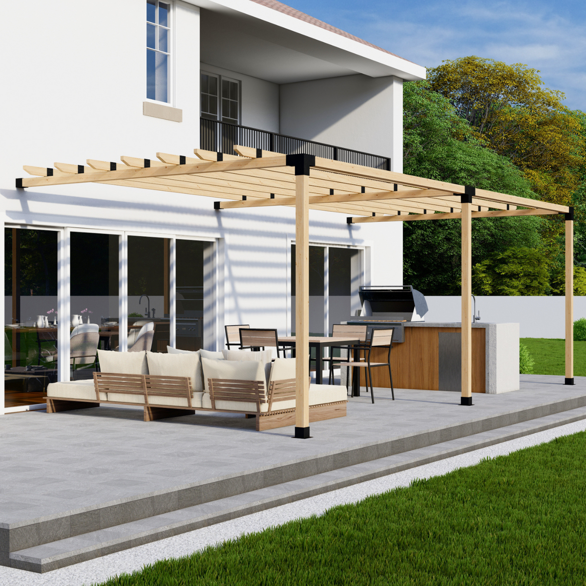 DIY Pergola Bracket Kit for an Attached Pergola With Roof Rafters - Any Size Up to 24' x 12'