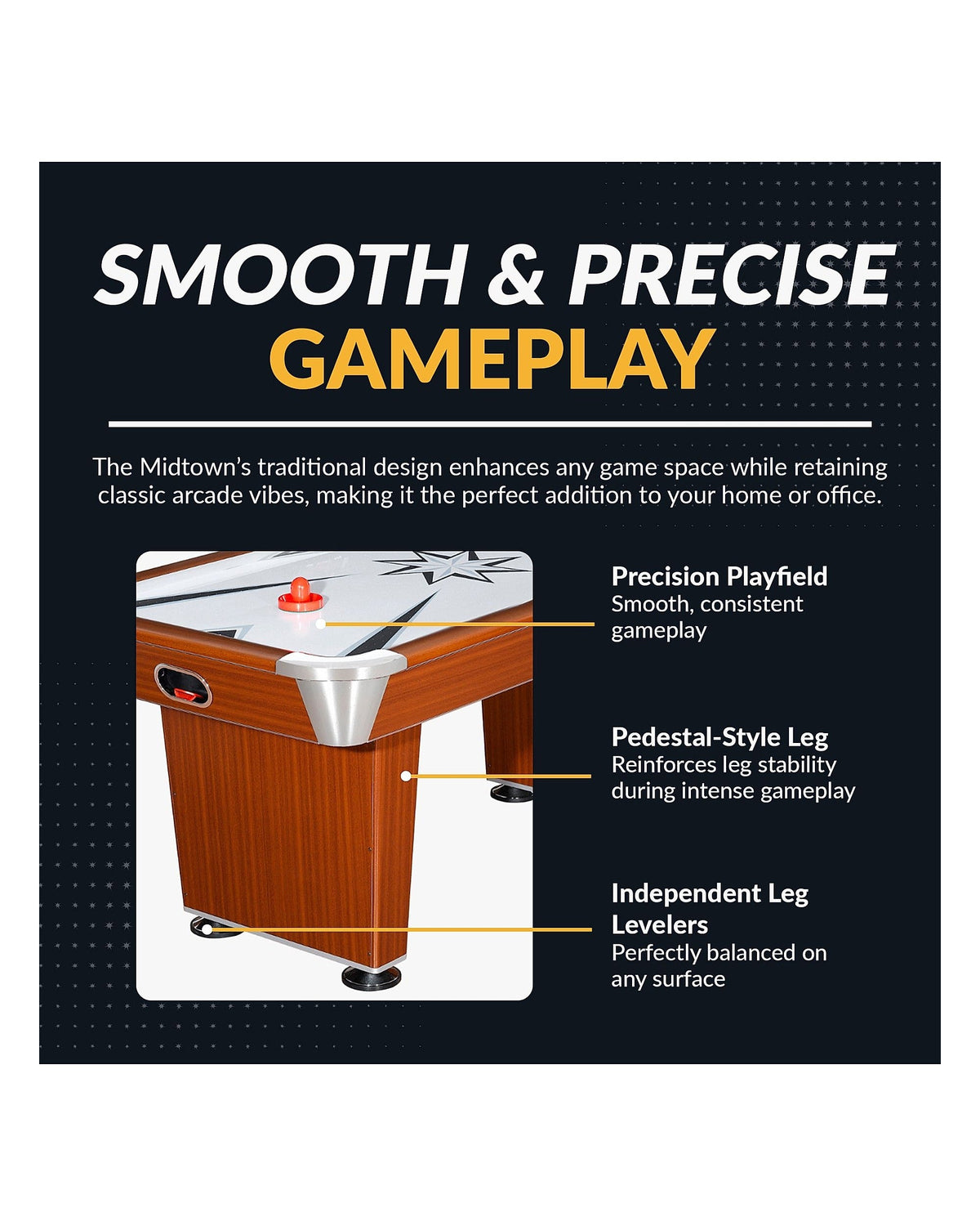 Hathaway Midtown 72-in Air Hockey Table with LED Scoring