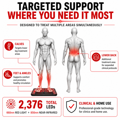 Red Light Pro Devices Neuropathy and Circulation Support System for Feet, Calves, Lower Back. 3,456 LEDs in System