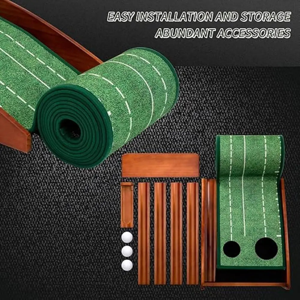 Portable Golf Removable Putting Exerciser Professional Golf Practice Mat Indoor Home Office Outdoor Garden Training Set Tool