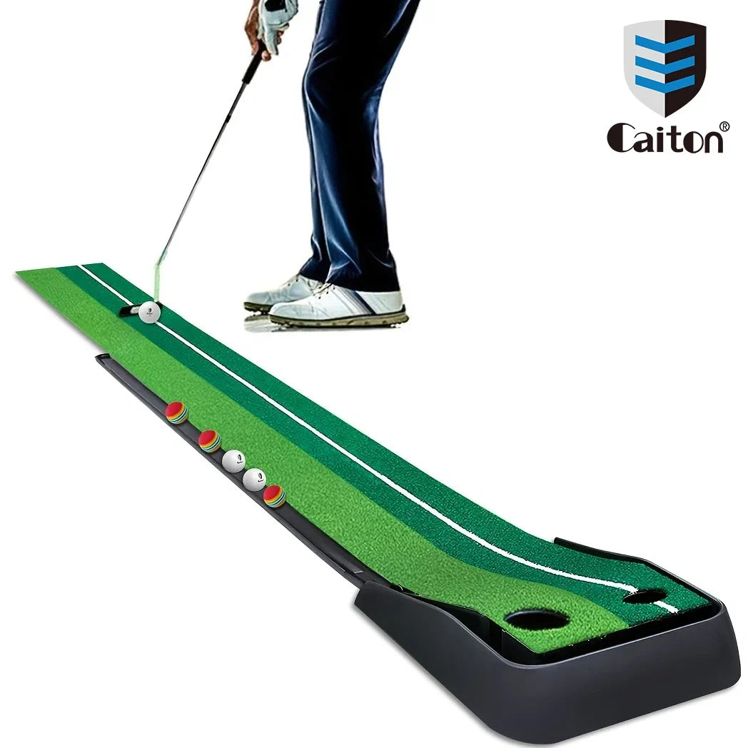 Caiton Golf Putting Mat 10FT with Auto Ball Return – Indoor & Outdoor Use, Perfect Golf Gift for Home, Office, and Backyard.