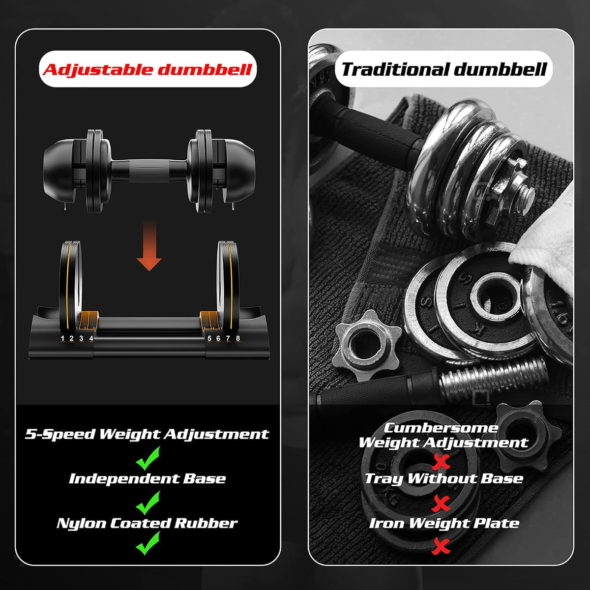 Adjustable Dumbbell Set 22Lbs Pair Adjustable Dumbbell- Perfect for Strength Training and Fitness Workouts — product view 5