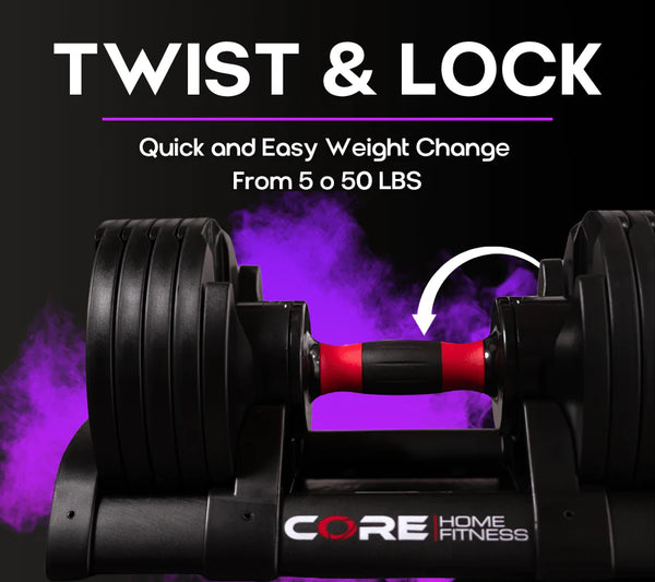 Core Home Fitness Adjustable Dumbbell Set – Up to 22 lbs