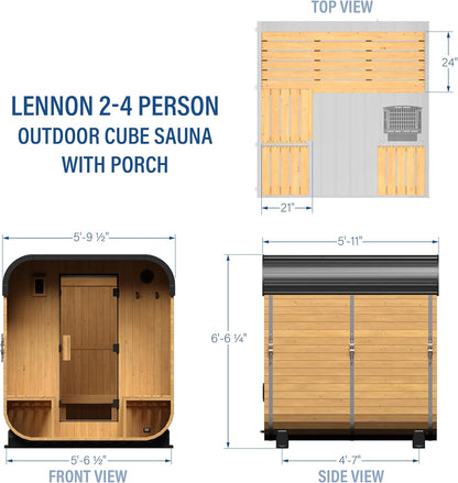 Backyard Discovery Lennon Cedar Cube Sauna with Porch – 2–4 Person — product view 2