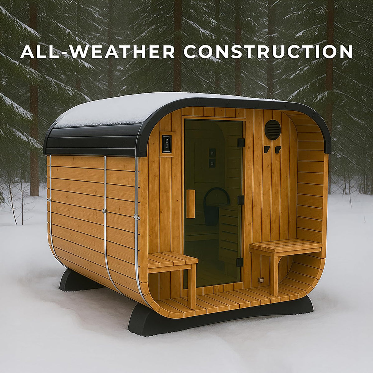 Backyard Discovery Lennon Cedar Cube Sauna with Porch – 2–4 Person — product view 3