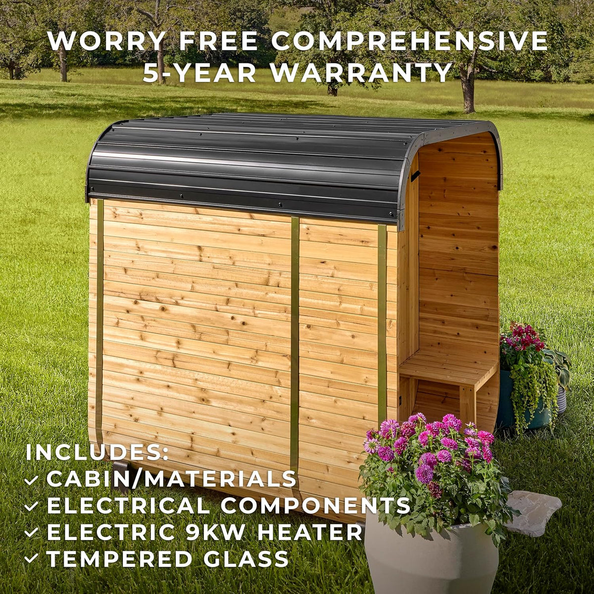 Backyard Discovery Lennon Cedar Cube Sauna with Porch – 2–4 Person — product view 4