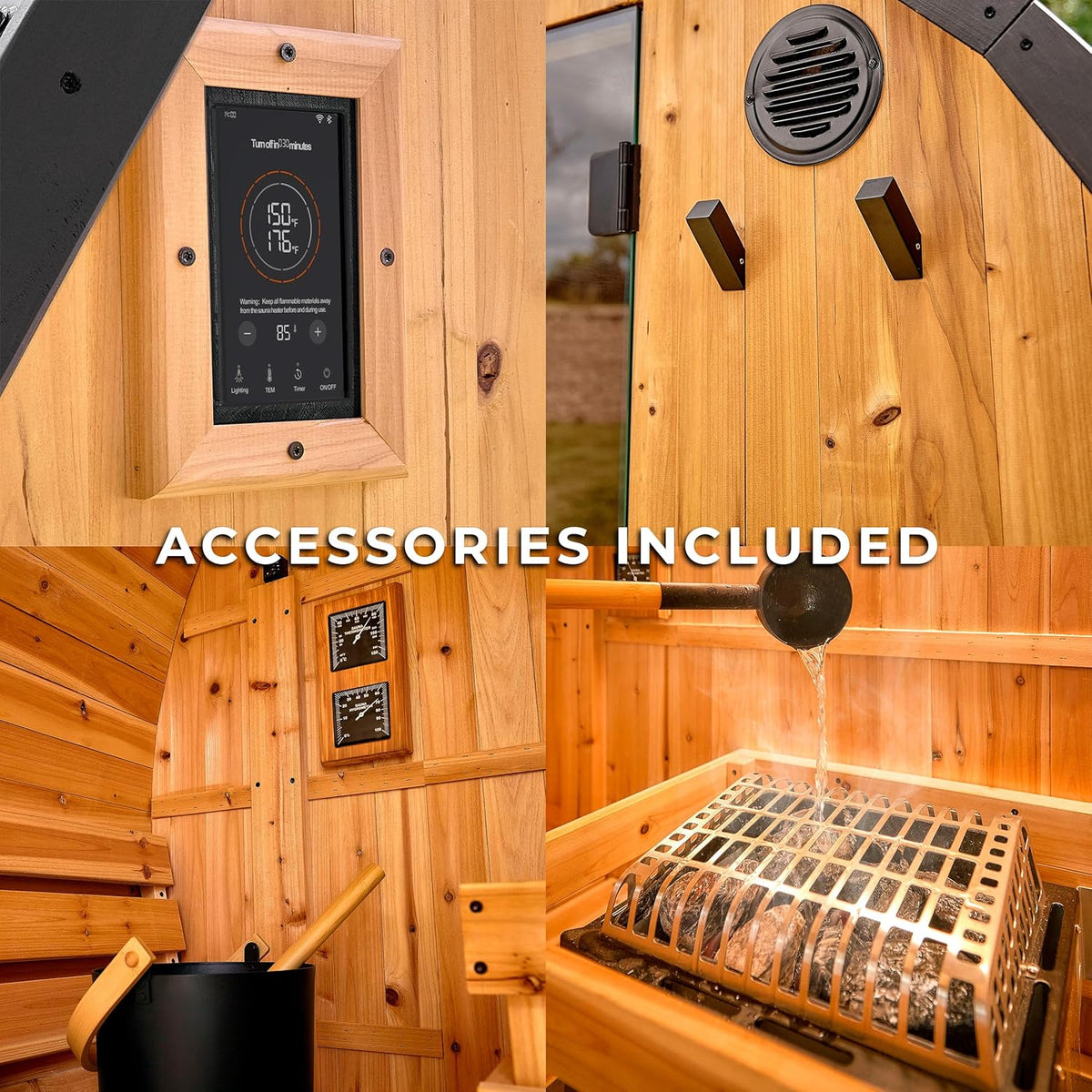 Backyard Discovery Lennon Cedar Cube Sauna with Porch – 2–4 Person — product view 8