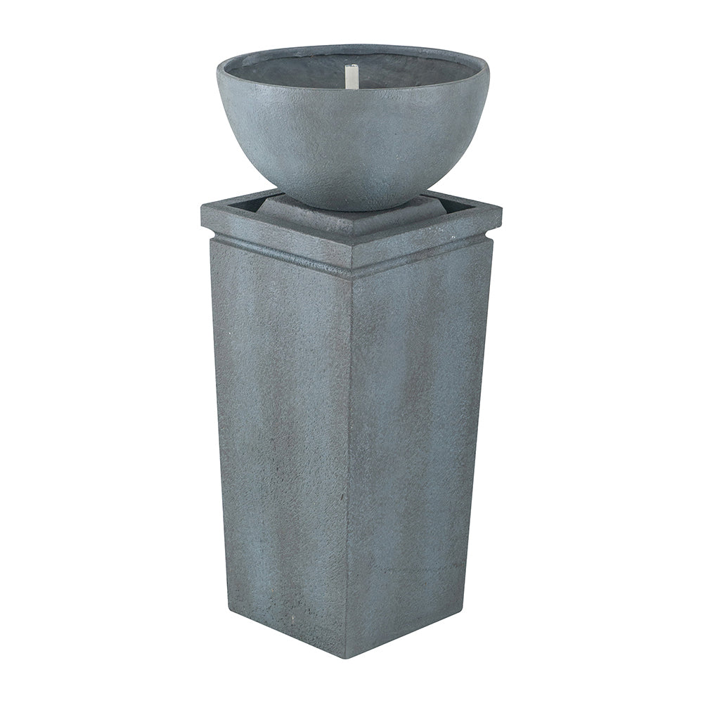 Resin Zen Bowl Pedestal Outdoor Fountain 35 Inch shown upright against a plain white background.