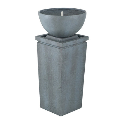 Resin Zen Bowl Pedestal Outdoor Fountain 35 Inch shown upright against a plain white background.