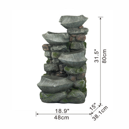 Dimensional diagram for the Resin Fluted Basin Tiered Outdoor Water Fountain 650 GPH.