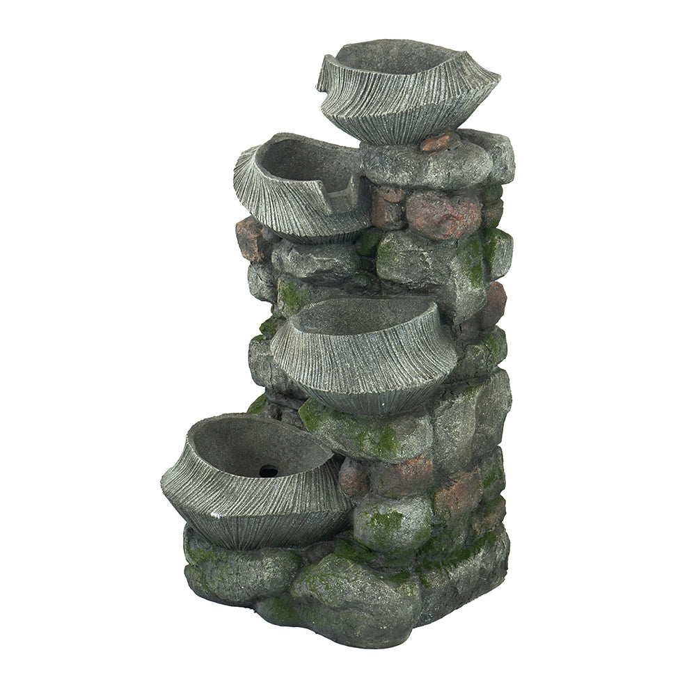 Resin Fluted Basin Tiered Outdoor Water Fountain 650 GPH against a white background.