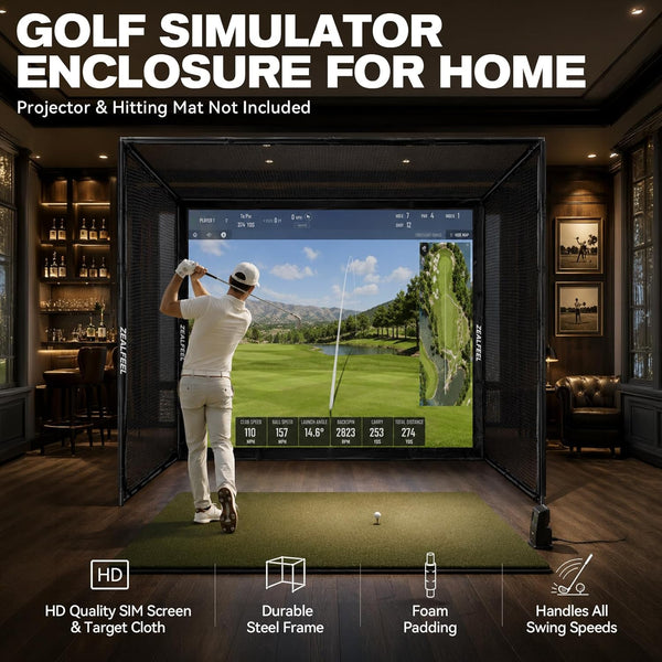 ZEALFEEL Golf Simulator Enclosure with HD Impact Screen
