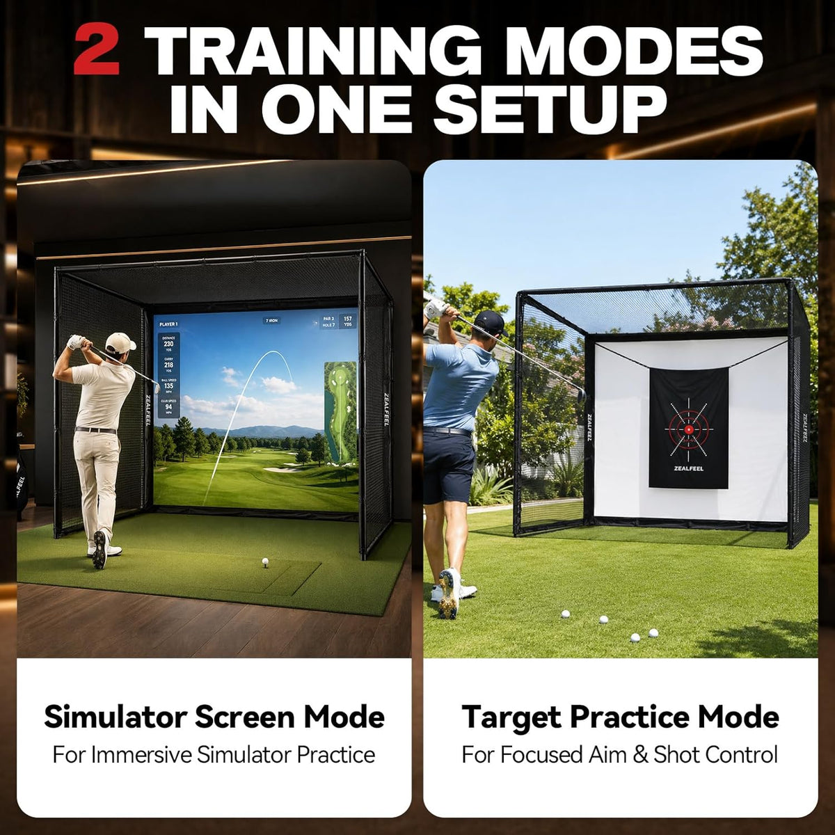 Golf Simulator Enclosure, 10 X 8 Ft/12 X 9 Ft, HD Impact Screen — product view 3