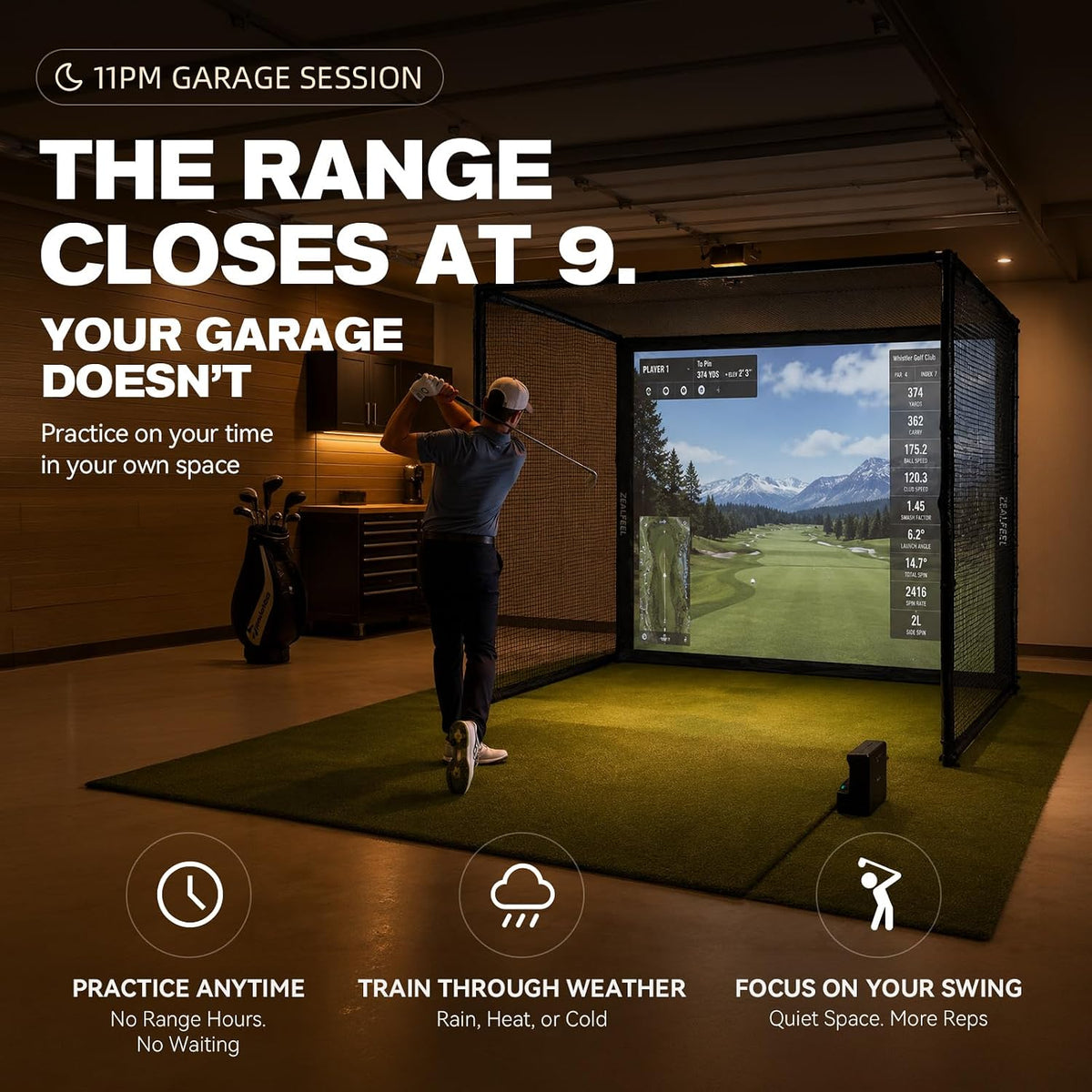 Golf Simulator Enclosure, 10 X 8 Ft/12 X 9 Ft, HD Impact Screen — product view 5