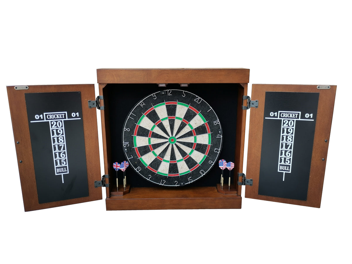 Hathaway Farmington Bristle Dartboard and Cabinet Set - Walnut Finish