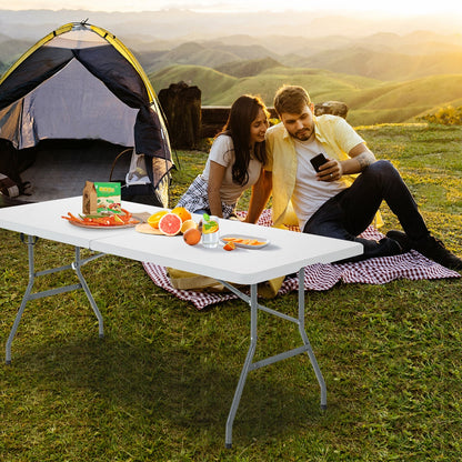 X-Pro 35000 BTU 4 Zone 22.5 SEER2 Concealed Ducted Mini named beside a campsite scene with a couple at a table.