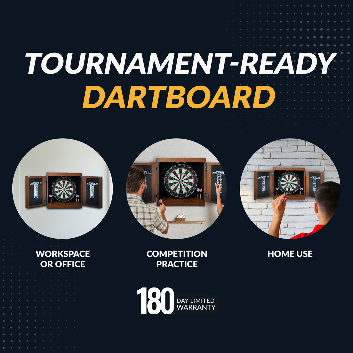 Hathaway Farmington Bristle Dartboard and Cabinet Set - Walnut Finish