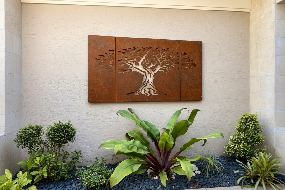 Laser-Cut Tree of Life Corten Steel Panel Set - FREE SHIPPING