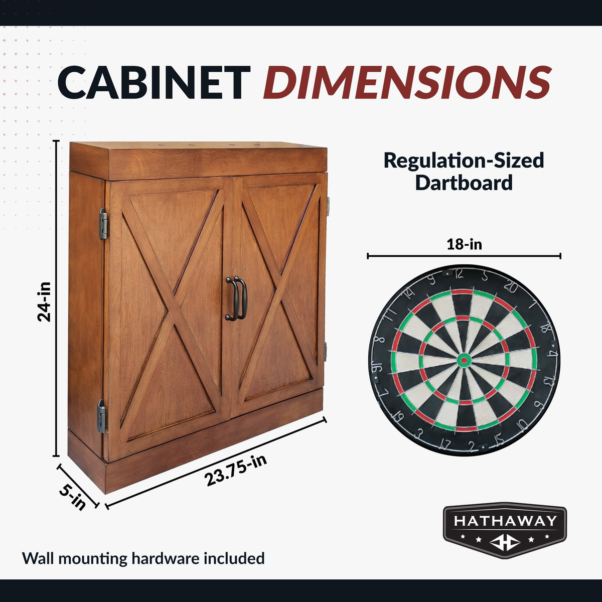 Hathaway Farmington Bristle Dartboard and Cabinet Set - Walnut Finish