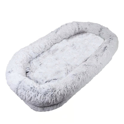 Orthopedic Human Dog Bed with Washable Faux Fur Cover - Grey