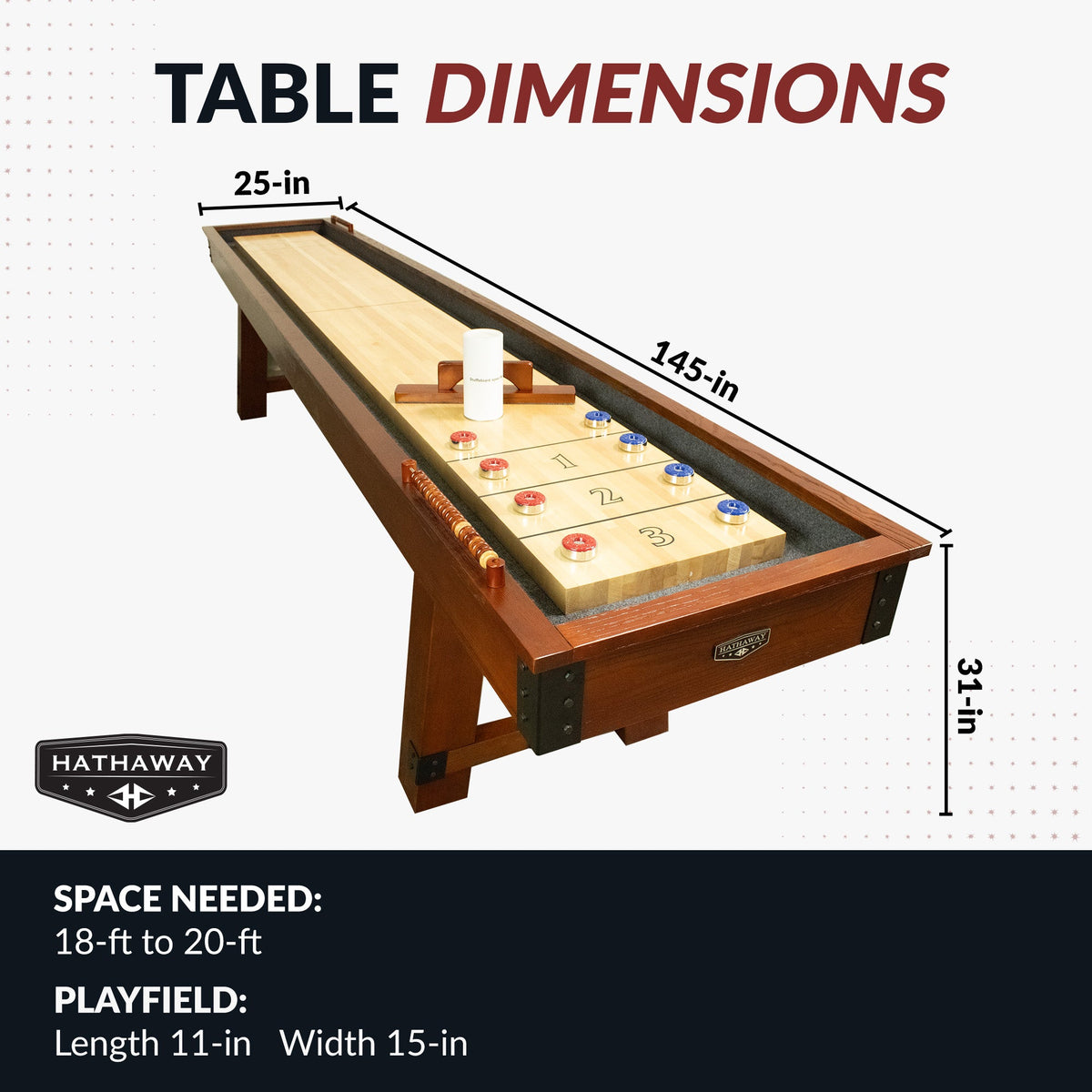 Hathaway Cheyenne 12-ft Shuffleboard Table - Rustic Oak Finish